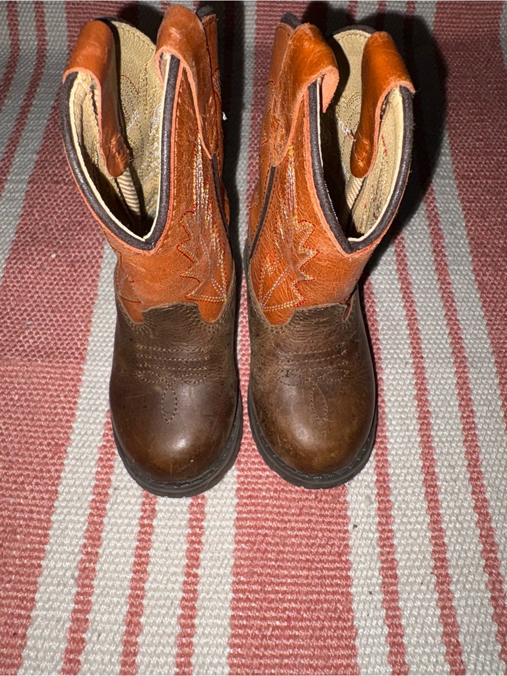 Baby Two-Tone Brown and Orange Western Cowboy Boots size 1